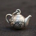 wholesale 990 Sterling Silver Retro Teapot Pendant, Hanging Pot Charm, Let Time Simmer into a Pot of Tea, Afternoon Tea-0-2