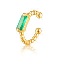 wholesale S925 Sterling Silver Single Square Zircon Round Bead Emerald Ear Clip Fashion Minimalist No Piercing Ear Cuff Jewelry-0-4