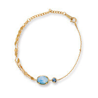 wholesale Wholesale from the source manufacturer of jewelry: Sterling silver daily-wear niche luxury egg-shaped Larimar London blue bracelet-London Blue Sea Stone Bracelet>925 Silver