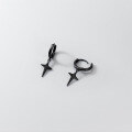 wholesale S925 silver black star-shaped earrings for women, Korean-style minimalist summer short ear cuffs G9760-0-3