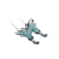 S925 Silver Inlaid Natural Blue Water Jadeite Butterfly Pendant-0-3