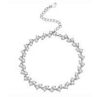S925 Metal Fashion Five-Flower High-End Luxury Feel Non-Fade Bracelet-Moissanite 3.0/10 points * 50 beads  16 + 2.5 + 2.5cm