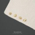 wholesale S925 Sterling Silver FarFan Star Moon Sun Planet Stud Earrings Women-0-2