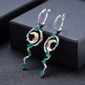 wholesale S925 Sterling Silver Secret Garden Designer Green Agate Earrings, Natural Style with Genuine Colored Gemstone Ear Drops-0-1