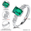 wholesale S925 sterling silver plated with 18K gold 1-carat emerald ring, open adjustable ring for women, lab-grown green gemstone jewelry-0-5