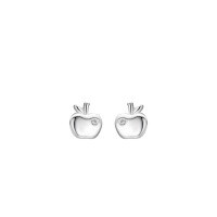 wholesale 925 Sterling Silver Mini Apple Stud Earrings, New Trendy Small Design For Students, Ear Piercing Jewelry-Silver S999 sterling silver (stamped S999)