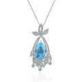 wholesale S925 Sterling Silver with Natural Topaz 10ct Pendant and Amethyst Extravagant Necklace-0-4