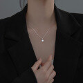 wholesale S925 Sterling Silver Korean Style Fashionable and Elegant Single Diamond Necklace for Women, Minimalist Micro-Inlaid Hollow Pendant Collarbone Chain D8398-0-2