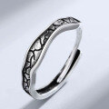wholesale 925 Sterling Silver Mengze Ring, Open Adjustable Unisex Minimalist Ins Trendy Fashion Design Niche Thai Silver Ring-0-2