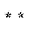 wholesale S925 Sterling Silver Forest-style Black Vinyl Five-Petal Flower Ear Studs Sweet Girly Heart Temperament Ear Jewelry M04099-0-4