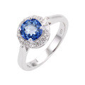wholesale S925 Sterling Silver with Blue Gemstone Antique European Style Colored Crystal Ring Direct from Manufacturer-0-14