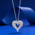 wholesale S925 Sterling Silver Full Diamond Dazzling Heart Pendant Women's Fashion Versatile Piece Heart-shaped Necklace-0-0