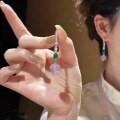 wholesale S925 Sterling Silver Natural Violet Chrysoprase Beaded Earrings, Hanfu Accessories Slimming Face New Chinese Style Ear Drops-0-3