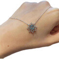 wholesale Metal material, cross-border hot-selling dandelion aquamarine necklace for women, lightweight luxury snowflake blue zircon,-0-4