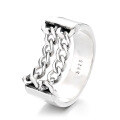 wholesale S925 Sterling Silver European and American Cross-Border Minimalist Ins Style Chain Splicing Trendy Hip-Hop Open Ring-0-4