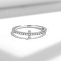18k Gold Plated S925 Silver Full Moissanite Dainty Cross Ring Stackable Tail Ring for Women-0-0