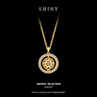 S925 Silver Shining Eight Treasures Compass Pendant Necklace-S925 Sterling Silver Gold