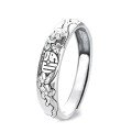wholesale S925 Sterling Silver Vintage Ethnic Style "Fu" Character Inner Ring Meaningful Creative Adjustable Index Finger Ring-0-5