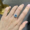 wholesale S925 silver plated with 18k gold, new emerald cut blue moissanite 1-carat daily versatile commuting set-0-2