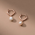 wholesale S925 Sterling Silver Small Fresh Pearl Polygon Ear Clasp Temperament Ins Style High-End Earrings M04697-0-3