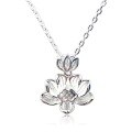 wholesale Fine Silver 999 Maker's Plain Lotus Pendant Necklace, Elegant, Fashionable, Luxurious, Versatile, Minimalist, Casual Collarbone Jewelry-0-4