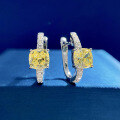 wholesale 925 Silver Mu Jing Jewelry New High Carbon Diamond Fat Square 6*6 Yellow Diamond Ear Hoops for Women, Hot Selling in Europe and America-0-1