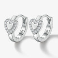 wholesale 925 Sterling Silver Heart Zircon Ear Studs Simple and Elegant High-End Sense Diamond Inlaid Ring Silver Jewelry Valentine's Day Gift-0-10