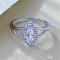 wholesale S925 Sterling Silver 4*8mm Marquise Zircon Halo Elegant Fashion Ring for Women Wedding Party-0-0