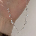 wholesale S925 Sterling Silver Full Star Long Layering Collarbone Chain Light Luxury Stackable Tear and Starry Sky Beaded Necklace for Women High-End Sense Bestseller-0-1