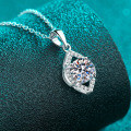 S925 Sterling Silver Moissanite Necklace with Waterdrop Hollow Pendant-0-1