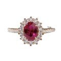 wholesale S925 Sterling Silver, 18K Gold Pigeon Blood Ruby Diamond Ring for Women, Fashionable and Versatile Style-0-3