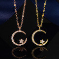 wholesale S925 Sterling Silver Women's Necklace Collarbone Chain Delicate Minimalist Personality Star Moon Niche Design Ins Trendy Fashion-0-2