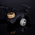wholesale S925 silver-plated moissanite rotating men's ring with real gold electroplating, a fashionable and trendy ring for hip-hop lovers across Europe and America-0-2