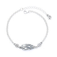 wholesale S925 Sterling Silver Auspicious Pattern Antique Craft Coin Pi Xiu Bracelet, Literary Retro Ethnic Style-148S/A 4.5g 925 silver