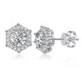 925 Sterling Silver D Color Moissanite Snowflake Hexagonal Star Earrings-0-3