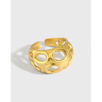 wholesale S925 Sterling Silver 436 Korean Version Ins Minimalist Geometric Arc Hollow Ring for Women Factory Direct-Platinum [No. 14/Adjustable]>Opening adjustable