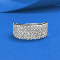 wholesale S925 Silver Jewelry, Full Diamond Pave Half Diamond Row Ring, European and American Style, Cross-Border Neutral Fashion, Ready for Sale on AliExpress-R1494 White Diamond Ring>No. 7