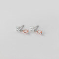 wholesale S925 Silver Inlaid Diamond Four-Leaf Clover Waterdrop Ear Studs Korean Short Style Minimalist Elegant Ear Accessories M02068-0-3