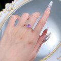 wholesale 925 Silver Jewelry Live Stream Style 6*8 Lavender Purple Cocktail Ring for Women, Ins-inspired Daily Wear-0-3