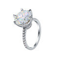 wholesale S925 Sterling Silver Six-Prong Moissanite Engagement Ring Wholesale Women's Ins Style Adjustable Finger Ring Genuine Non-Tarnish Small Batch-0-4