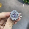 Metal Ring with 3ct Lab-Created Pink Diamond-0-0