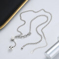 wholesale S925 sterling silver spliced chain dice pendant small bead tassel necklace Korean-style niche design sense sweater chain-0-2
