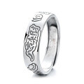 wholesale S925 silver retro vintage "Fortune from All Directions" auspicious meaning artistic and trendy versatile open ring-0-4