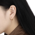 wholesale S925 sterling silver geometric circular two-tone ear clips for women with textured feel,ins-0-3