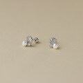 wholesale S925 Sterling Silver Fresh and Sweet Ins Style Niche Design Inlaid Diamond Geometric Bead Stud Earrings M05755-0-3