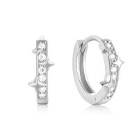 wholesale S925 Sterling Silver Fashion Zircon-studded Star Ear Hoops For Women,ins。-Platinum 925 silver