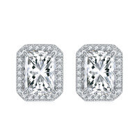 wholesale 925 Silver Jewelry Set 3-Piece Women's Ins Amazon European and American Fashion 2ct Zircon Ring Silver Wholesale-Earrings TLED092 925 silver