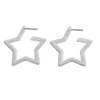 wholesale S925 Sterling Silver Full Diamond Five-Pointed Star Stud Earrings, Fashionable Exaggerated Super Sparkling Light Luxury High-End Star Party Earrings-Platinum>925 silver