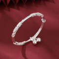 wholesale 999 Sterling Silver Blooming Bell Bracelet Pure Silver Möbius Ring Bangle Light Luxury Bamboo Pattern Peace Wristband-0-6