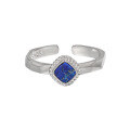 wholesale S925 Sterling Silver Original Niche Design Light Luxury New Chinese Style Geometric Waterdrop Shape Natural Lapis Lazuli Ring for Women-0-7